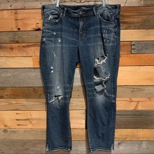 Silver Sam Boyfriend Mid Rise Slim Leg Jeans Plus Size 18